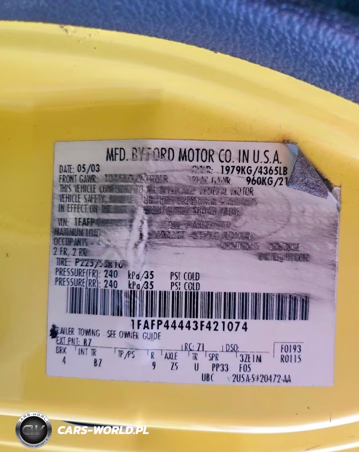 2003 Ford Mustang VIN:1FAFP44443F421074 - 12