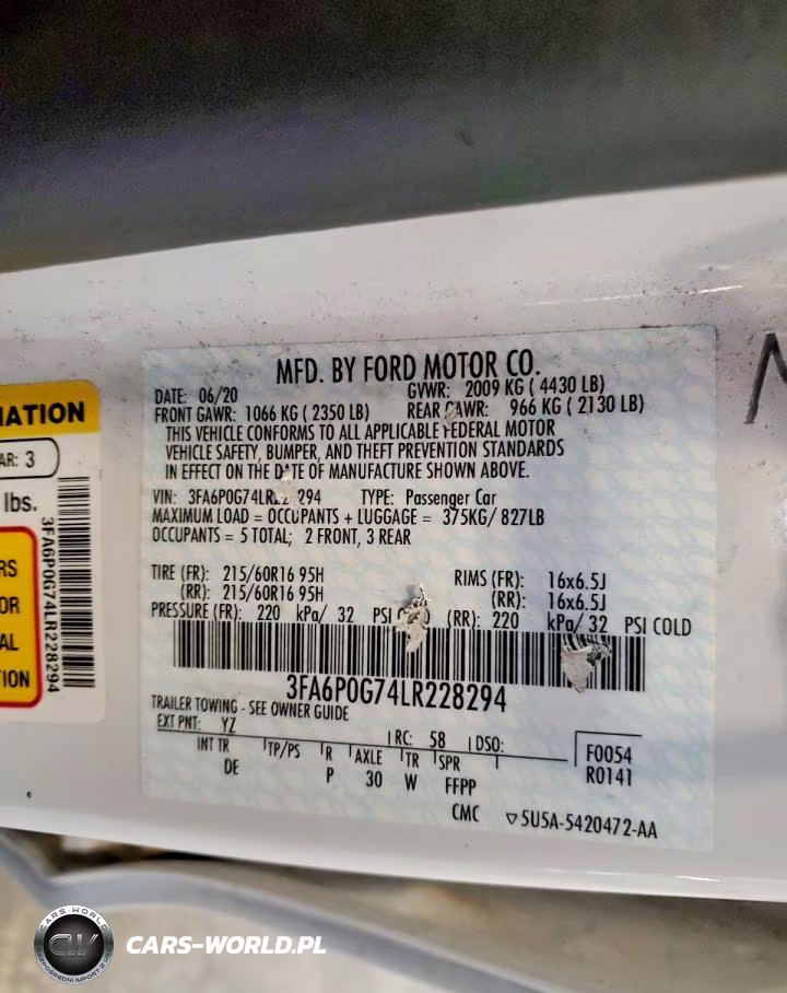 2020 Ford Fusion S VIN:3FA6P0G74LR228294 - 13