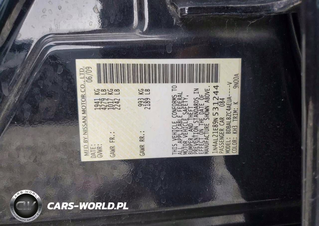 2009 Nissan Altima 2.5 VIN:1N4AL21E89N531244 - 12