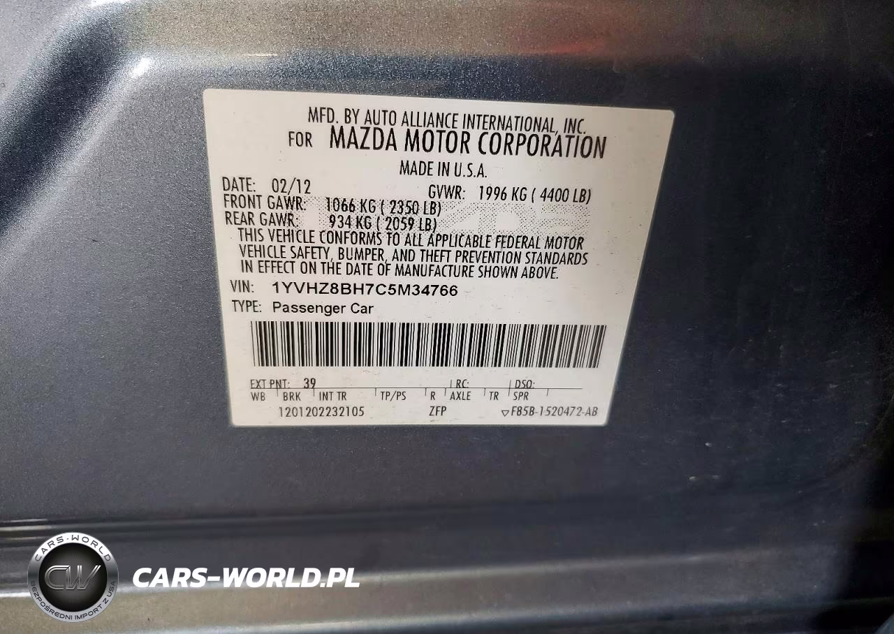 2012 Mazda 6 I VIN:1YVHZ8BH7C5M34766 - 12