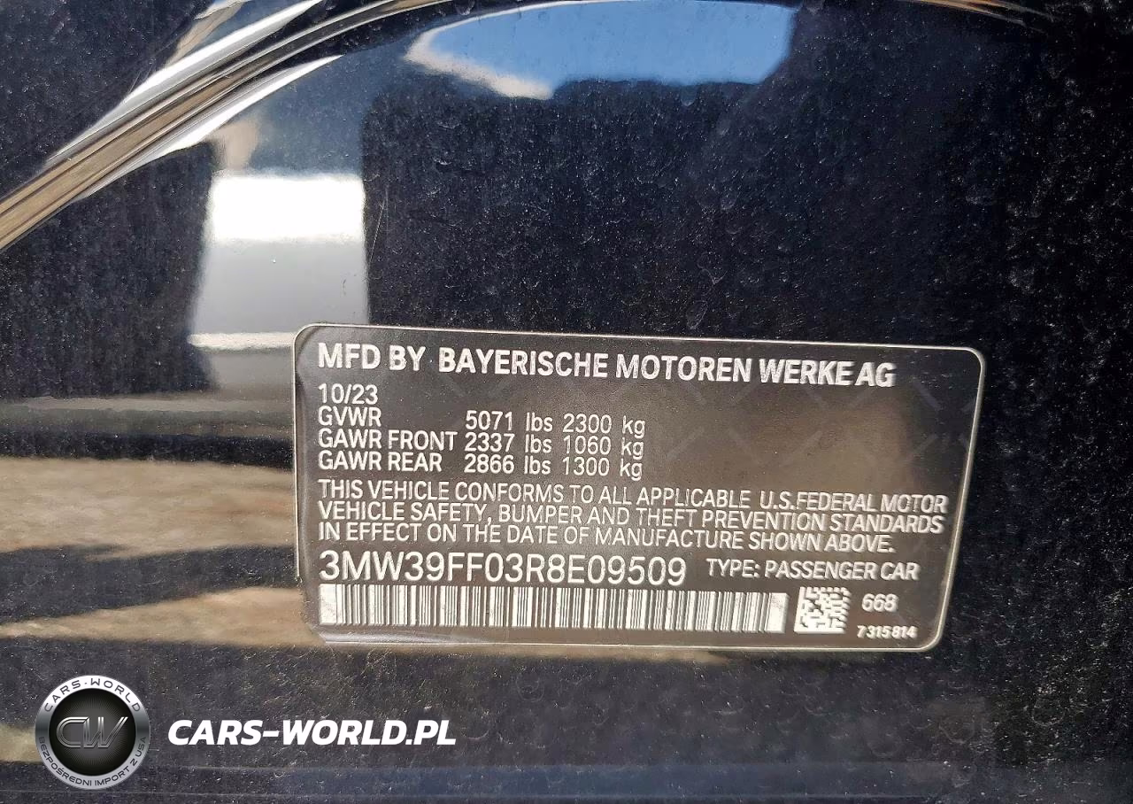 2024 BMW 330E VIN:3MW39FF03R8E09509 - 12
