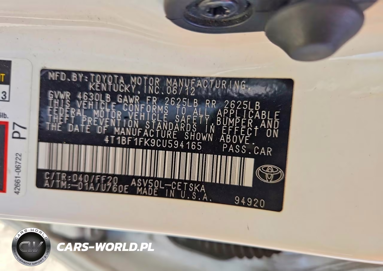2012 Toyota Camry Se VIN:4T1BF1FK9CU594165 - 13