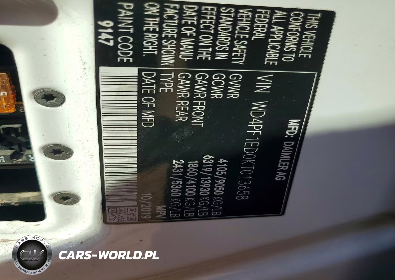 2019 Mercedes-Benz Sprinter 2500 VIN:WD4PF1ED0KT013658 - 13