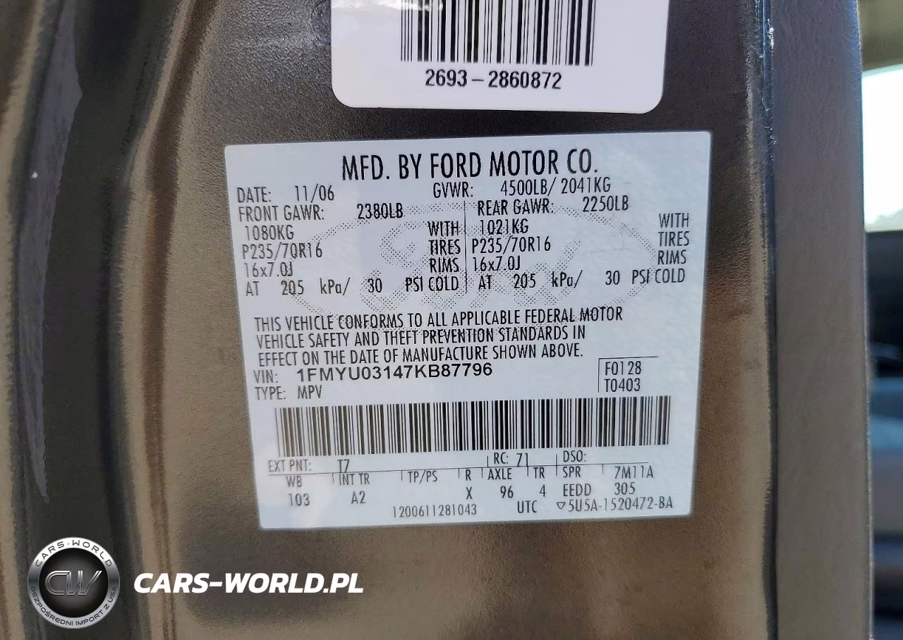 2007 Ford Escape Xlt VIN:1FMYU03147KB87796 - 14