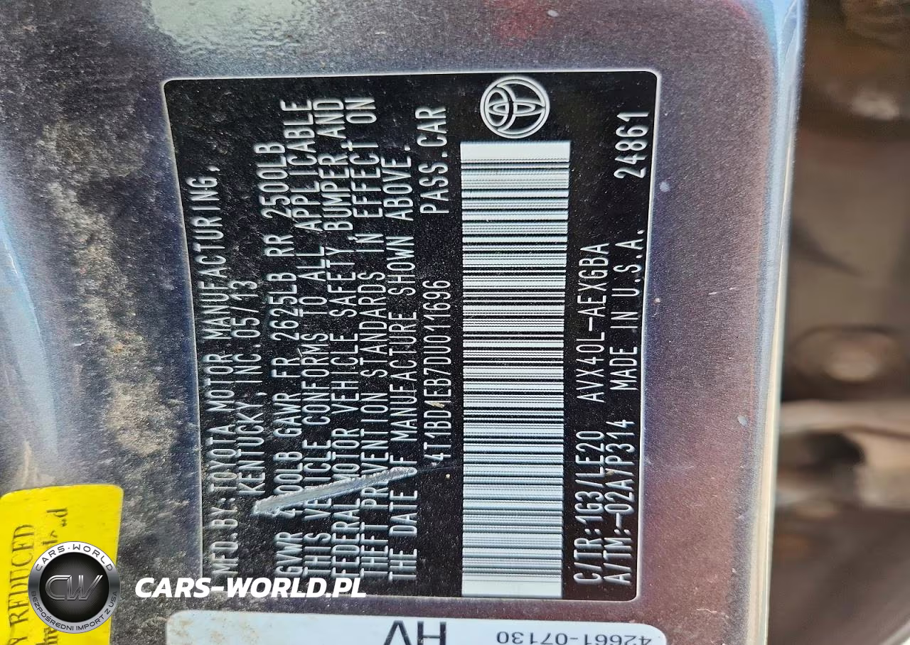 2013 Toyota Avalon Hybrid Xle Touring VIN:4T1BD1EB7DU011696 - 12