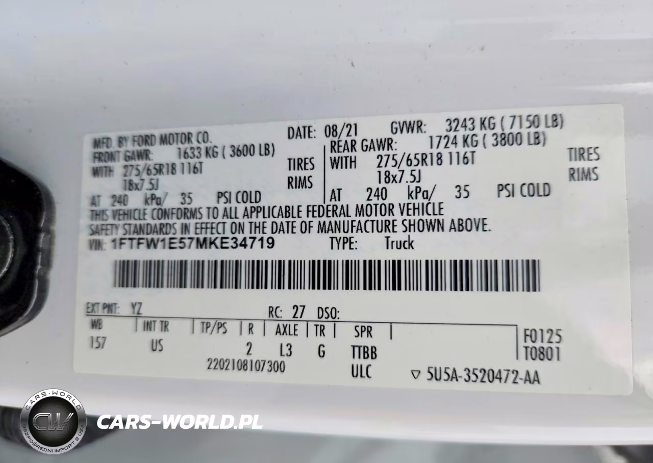 2021 Ford F150 Supercrew VIN:1FTFW1E57MKE34719 - 12
