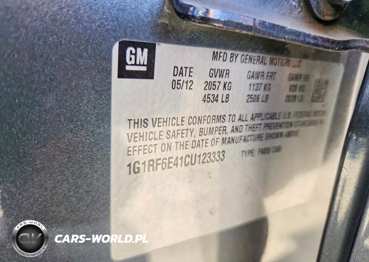 2012 Chevrolet Volt VIN:1G1RF6E41CU123333 - 12