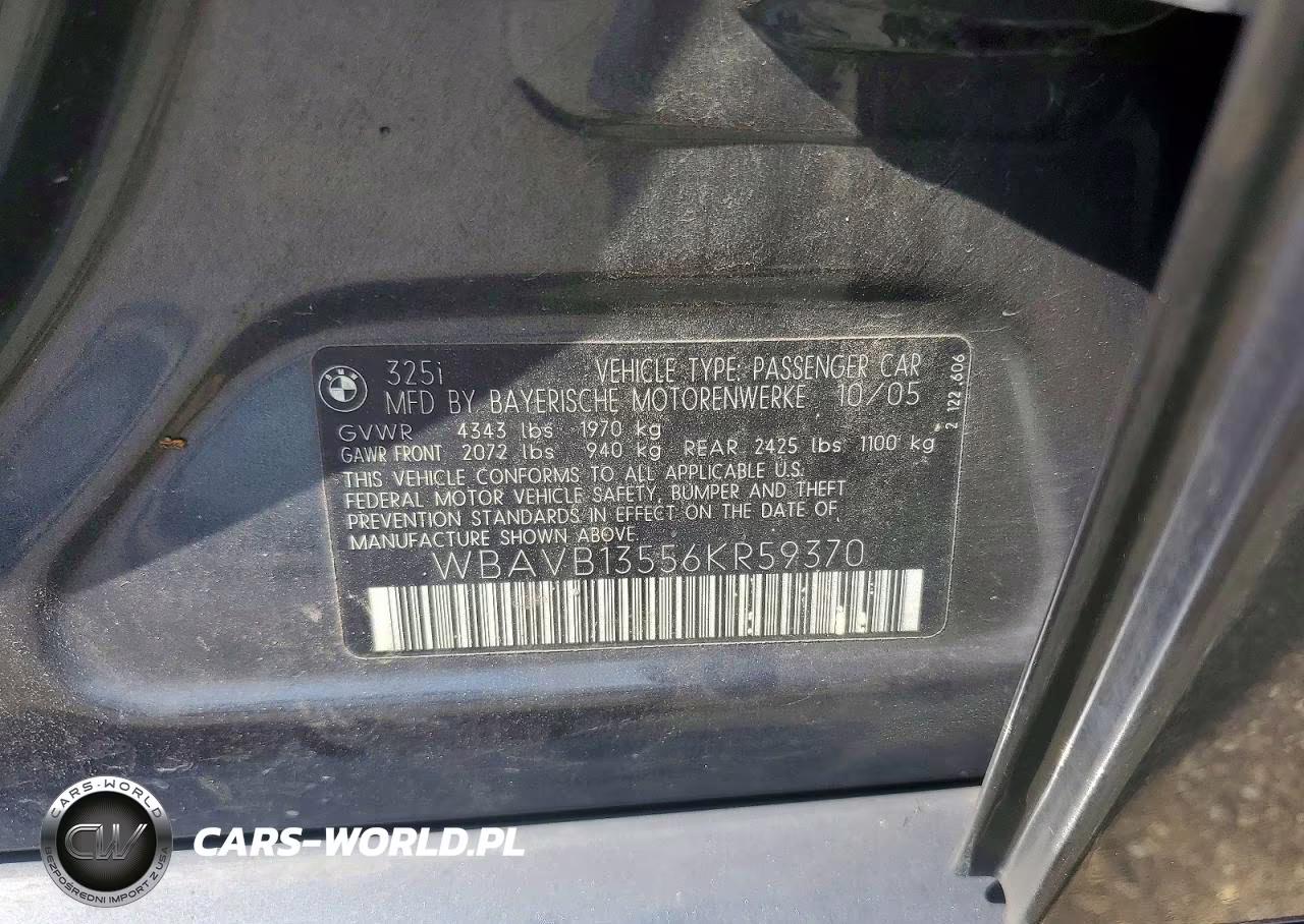 2006 BMW 325 I VIN:WBAVB13556KR59370 - 12