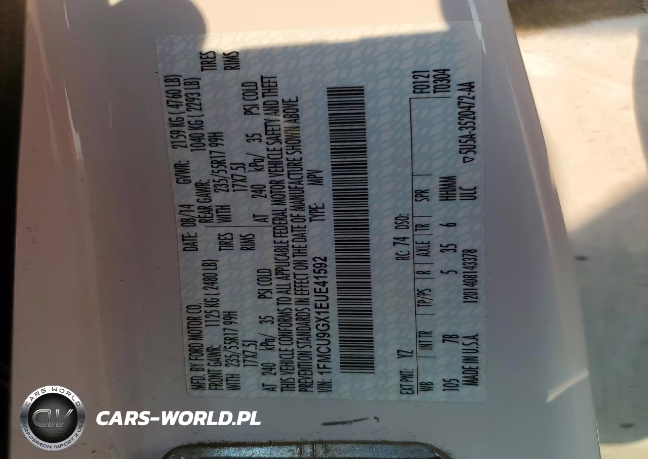 2014 Ford Escape Se VIN:1FMCU9GX1EUE41592 - 13