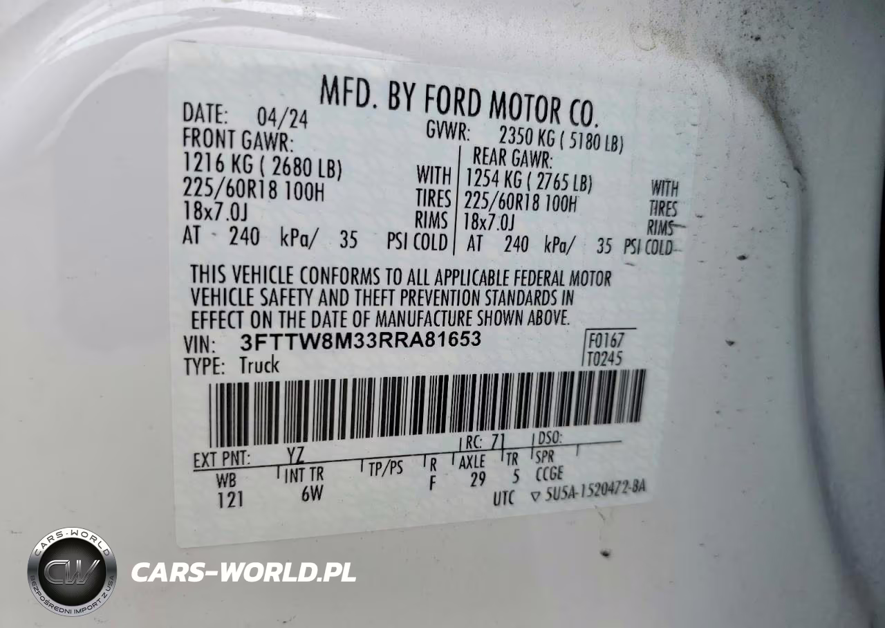 2024 Ford Maverick Lariat VIN:3FTTW8M33RRA81653 - 12