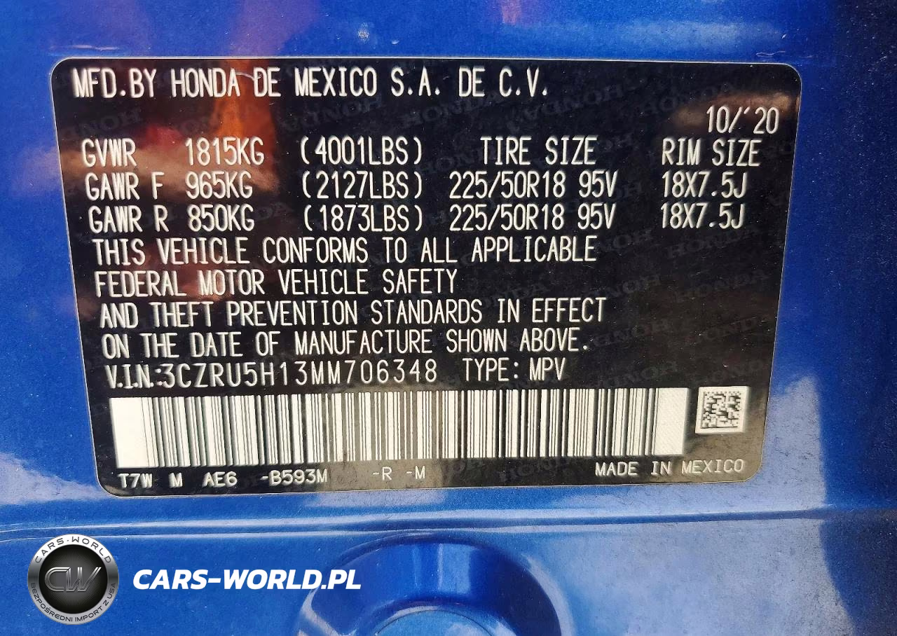 2021 Honda Hr-V Sport VIN:3CZRU5H13MM706348 - 14