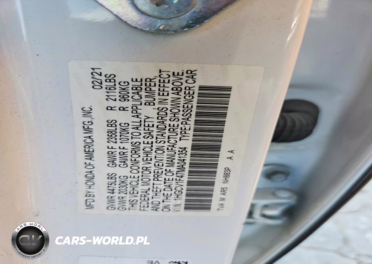 2021 Honda Accord Sport Se VIN:1HGCV1F47MA041354 - 12