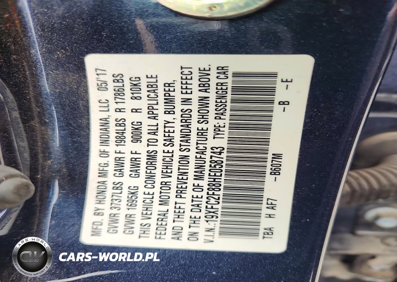 2017 Honda Civic Ex VIN:19XFC2F88HE058743 - 12