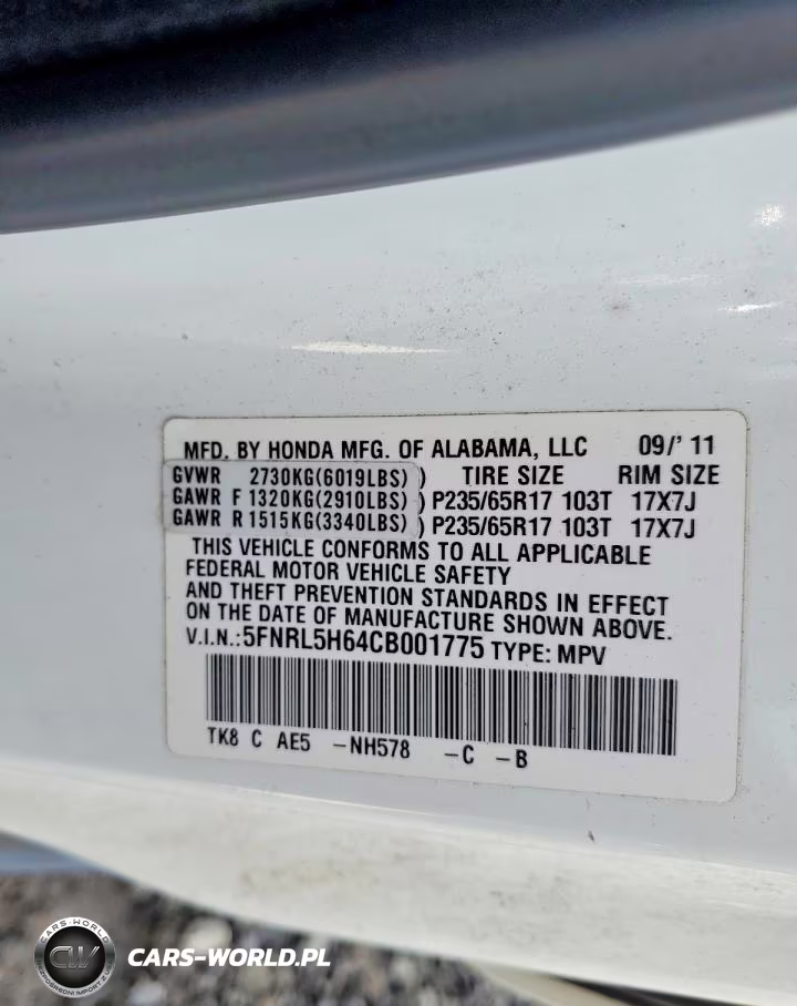 2012 Honda Odyssey Exl VIN:5FNRL5H64CB001775 - 13