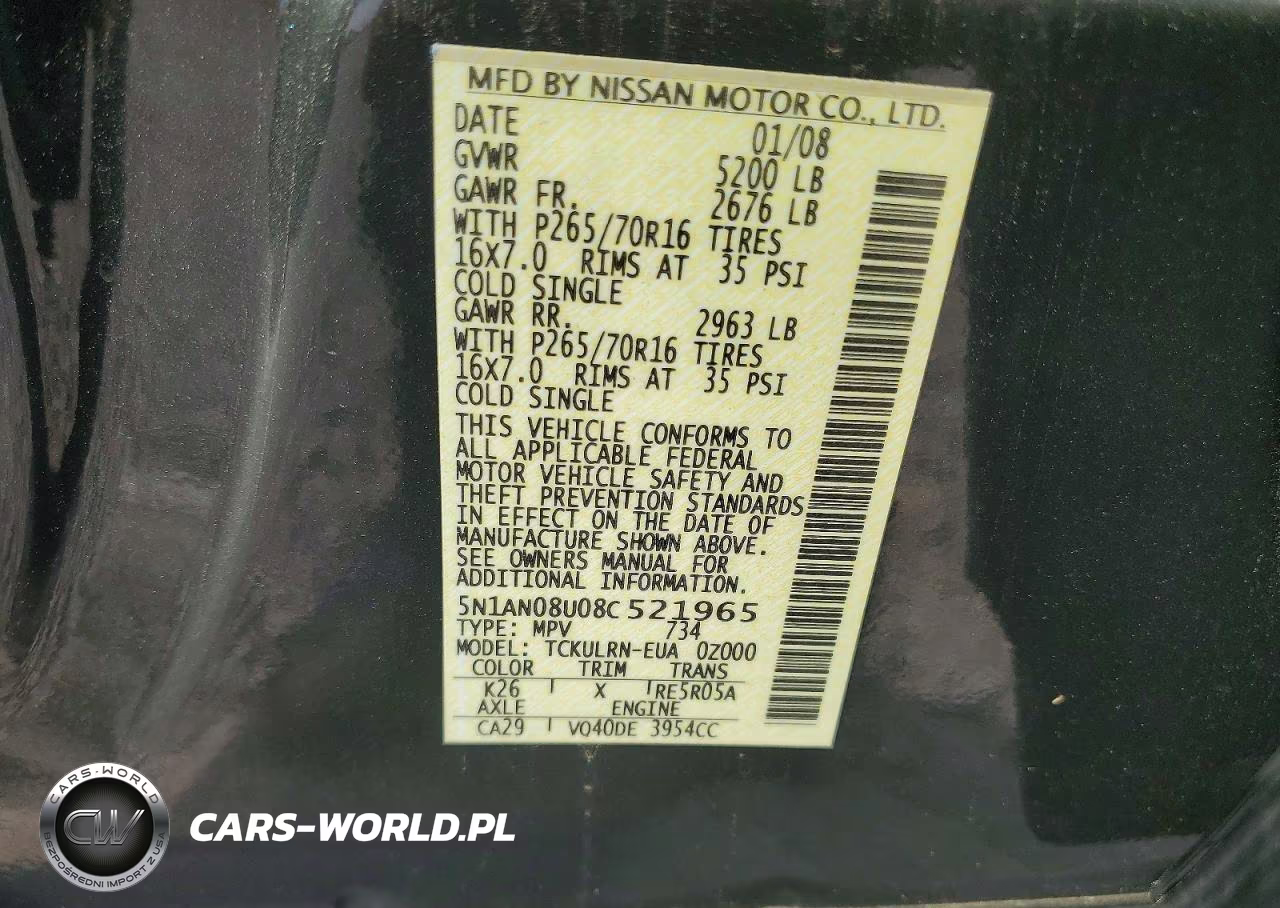 2008 Nissan Xterra X VIN:5N1AN08U08C521965 - 14