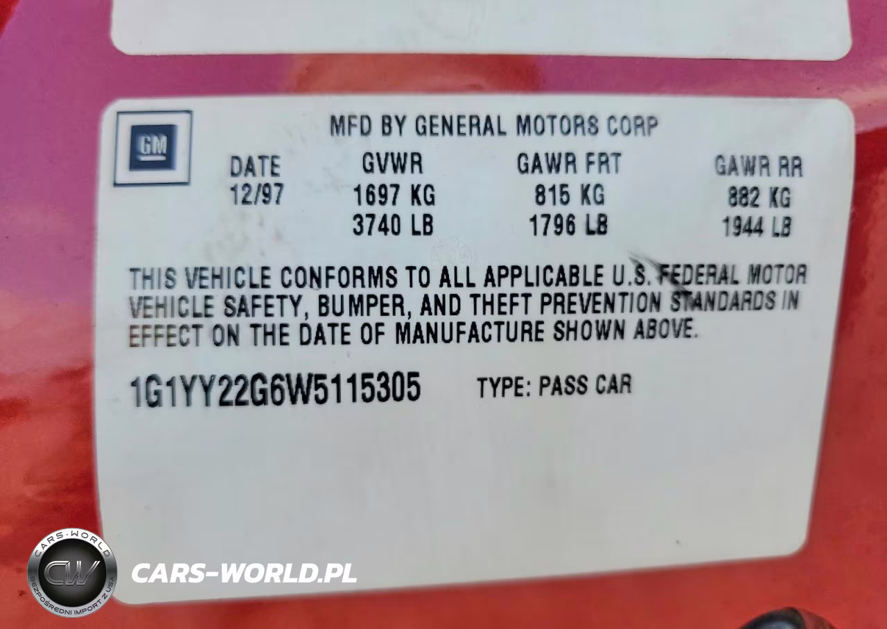 1998 Chevrolet Corvette VIN:1G1YY22G6W5115305 - 12
