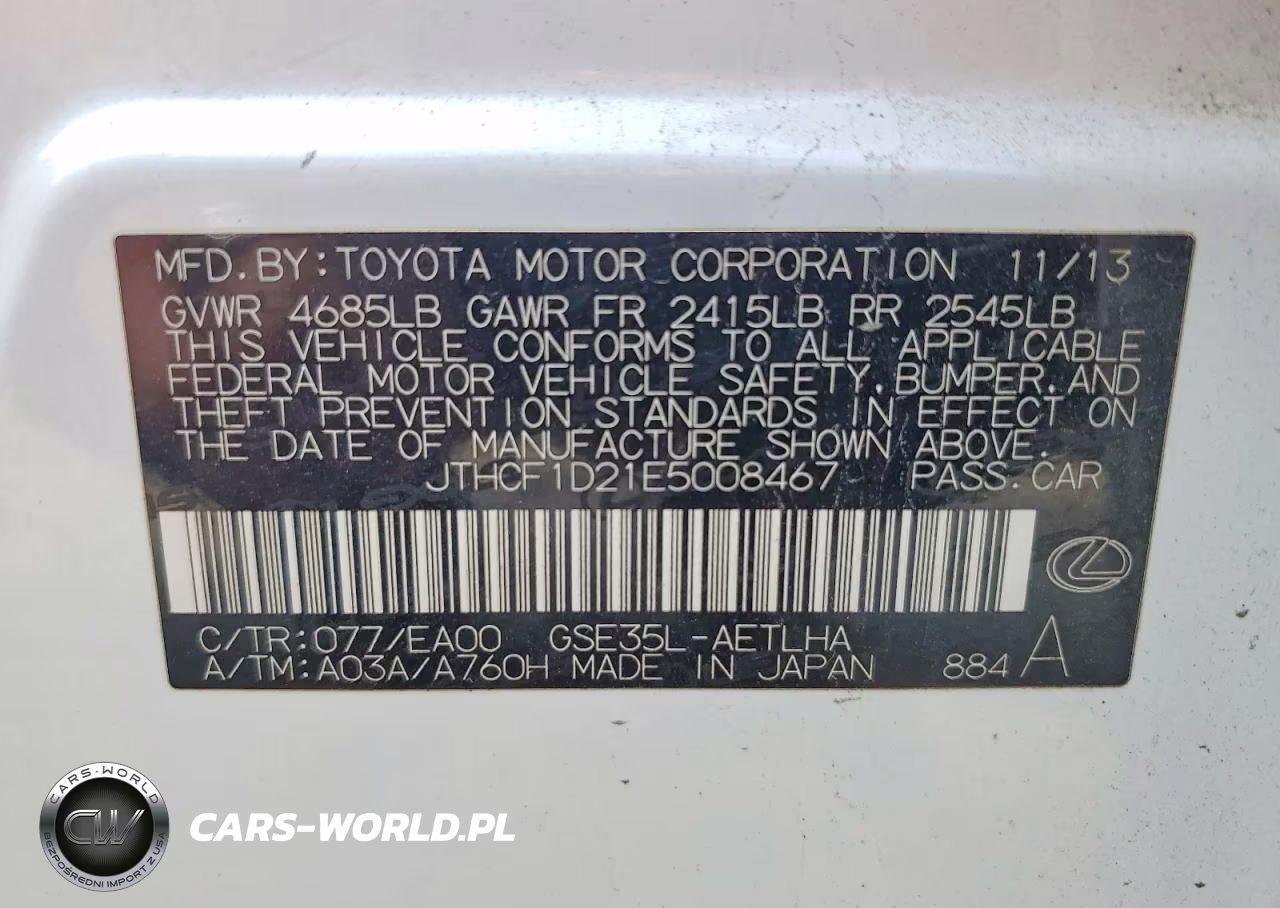 2014 Lexus Is 250 VIN:JTHCF1D21E5008467 - 12