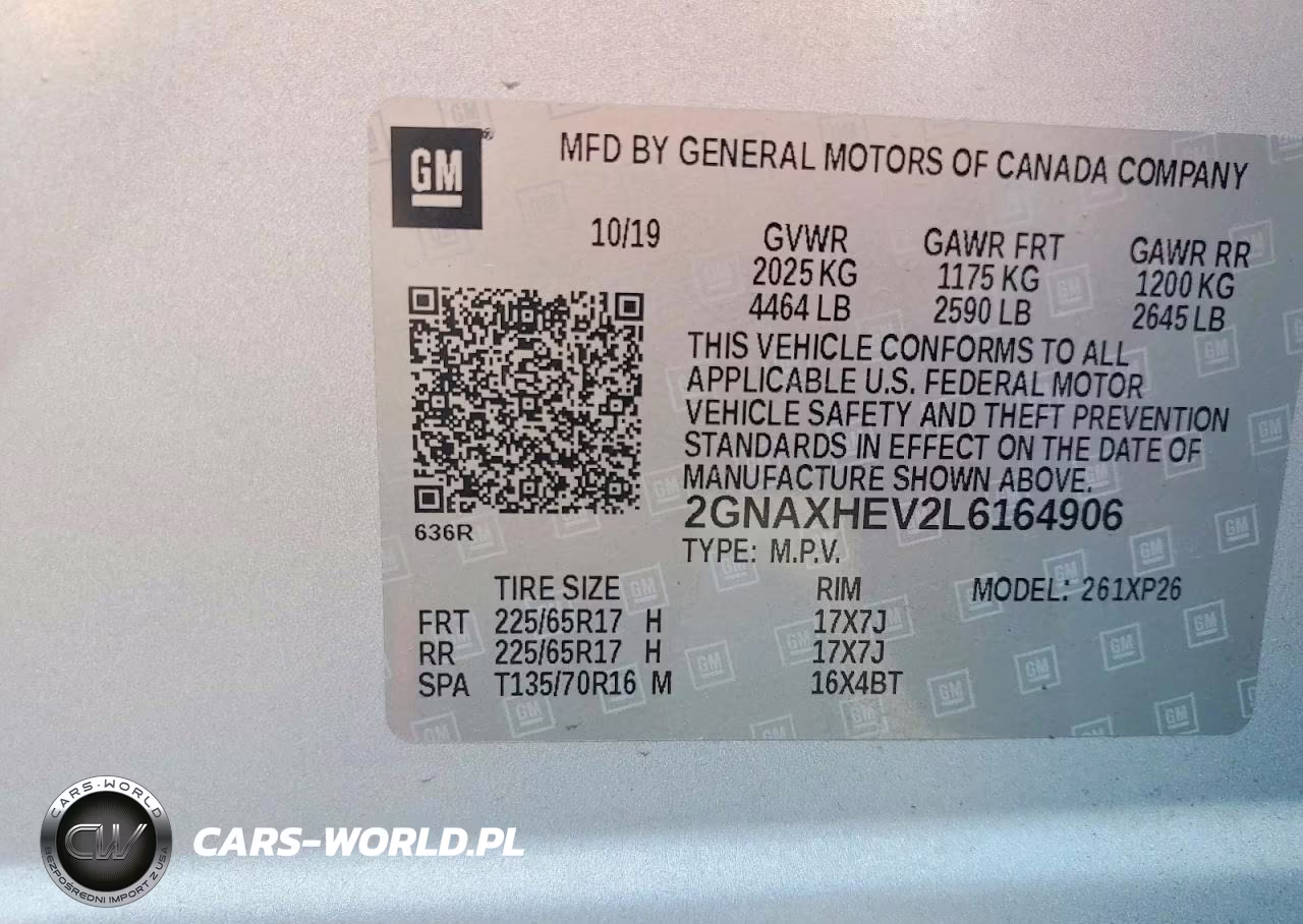 2020 Chevrolet Equinox Ls VIN:2GNAXHEV2L6164906 - 12