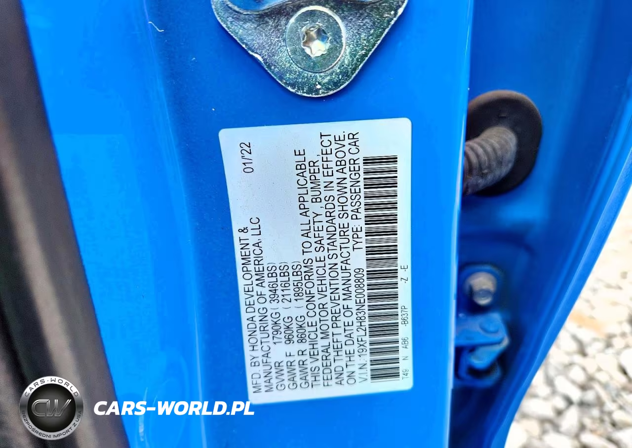 2022 Honda Civic Sport VIN:19XFL2H83NE008809 - 12
