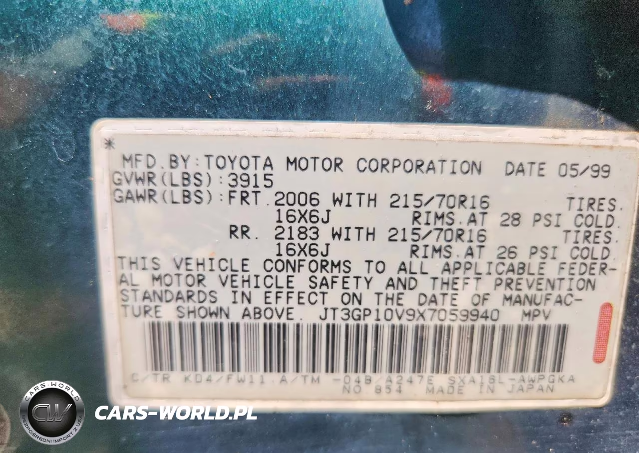 1999 Toyota Rav4 Base VIN:JT3GP10V9X7059940 - 12