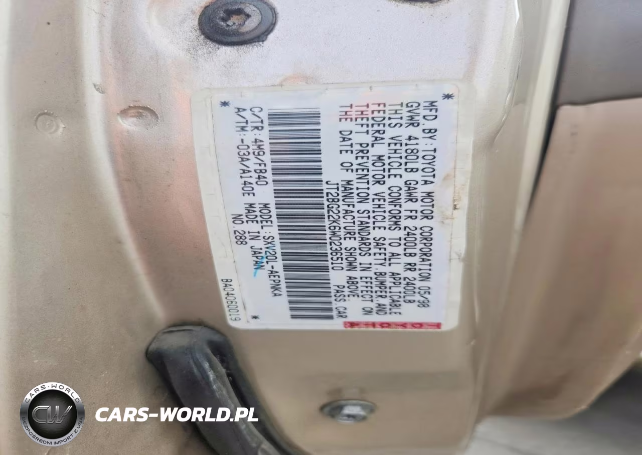 1998 Toyota Camry Le VIN:JT2BG22K6W0236510 - 12