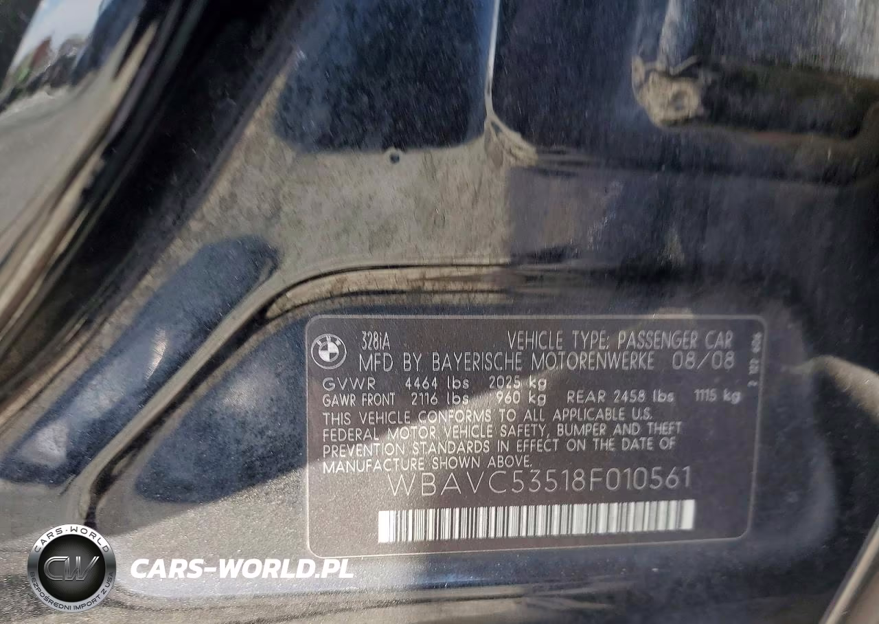 2008 BMW 328 I Sulev VIN:WBAVC53518F010561 - 13
