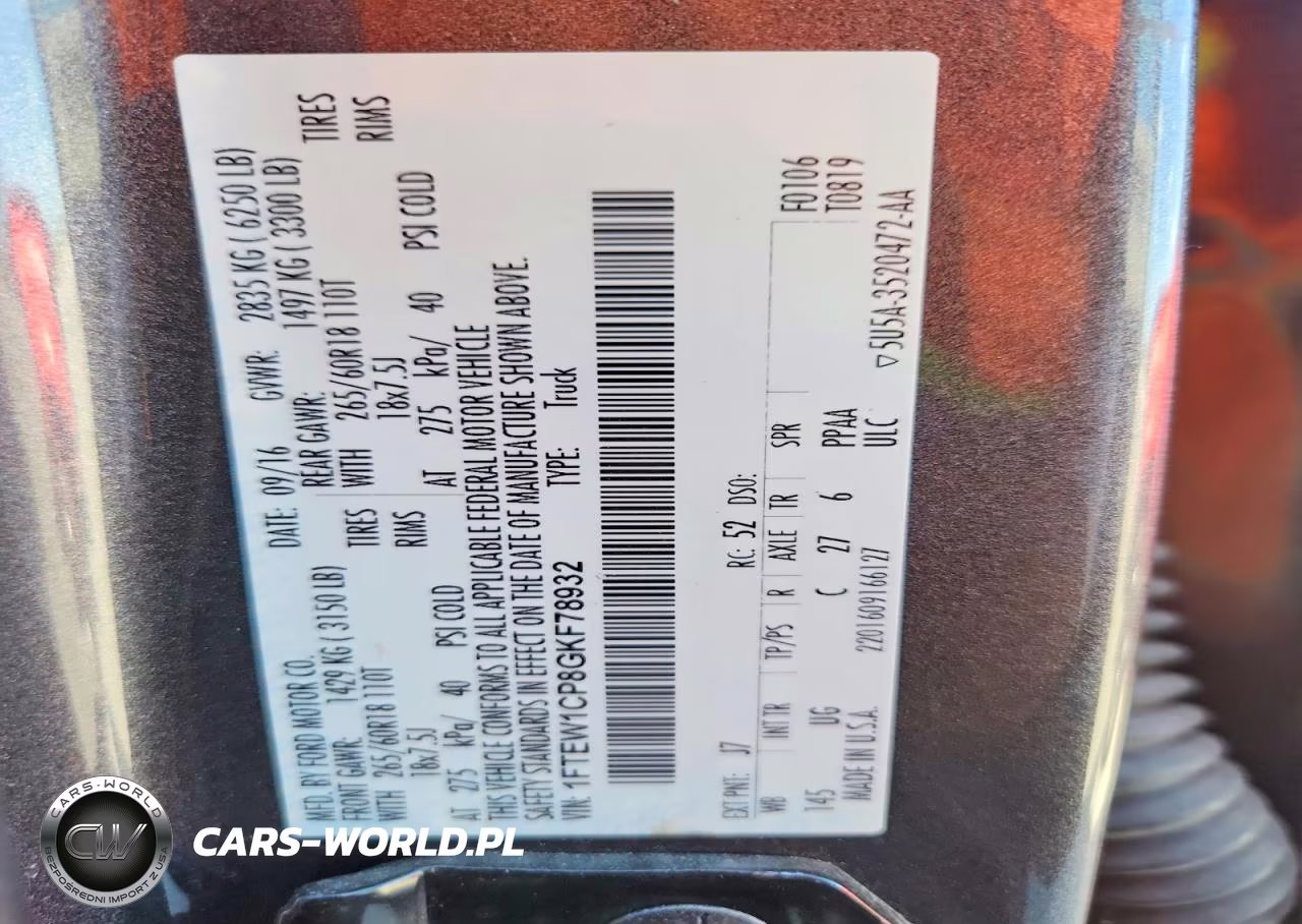 2016 Ford F150 Supercrew VIN:1FTEW1CP8GKF78932 - 12