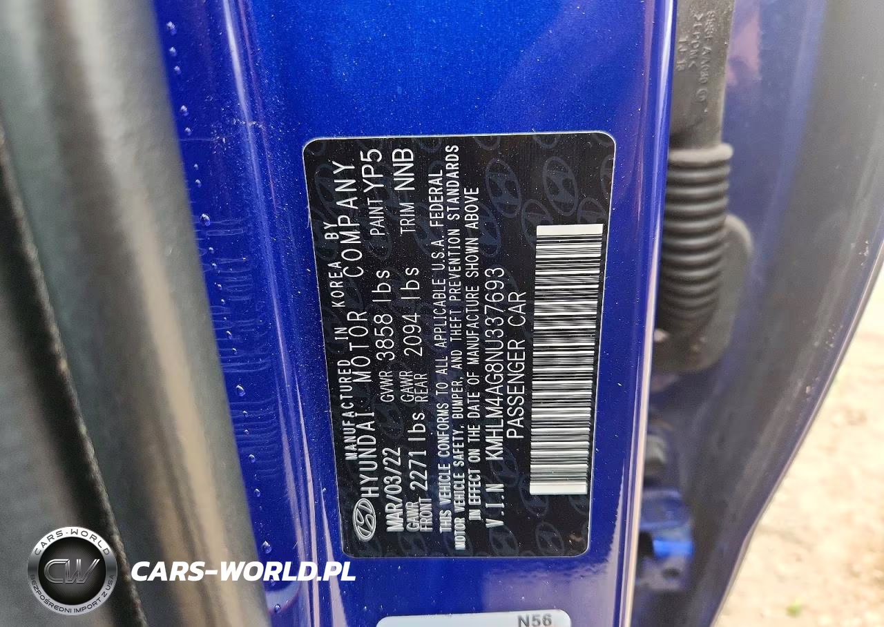 2022 Hyundai Elantra Sel VIN:KMHLM4AG8NU337693 - 12