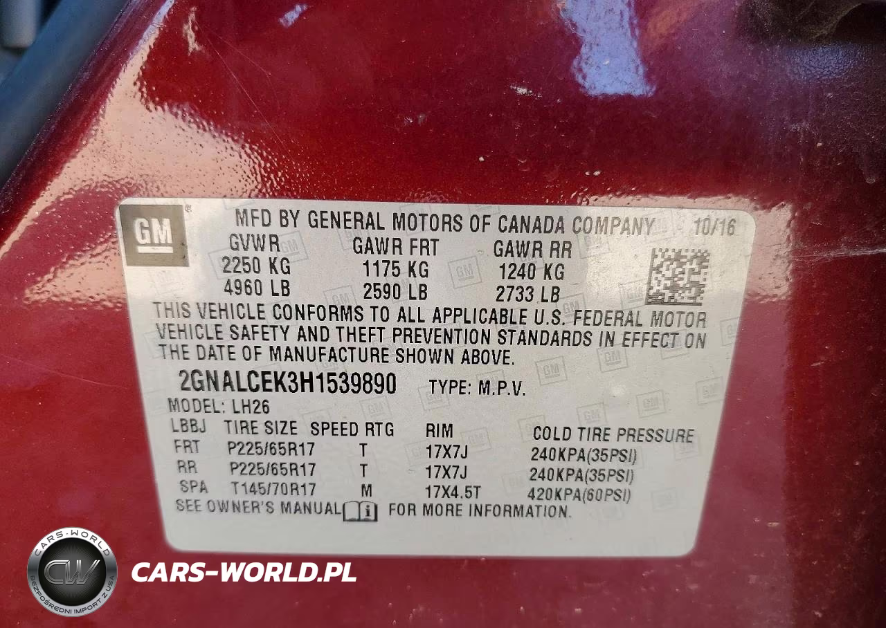2017 Chevrolet Equinox Lt VIN:2GNALCEK3H1539890 - 13