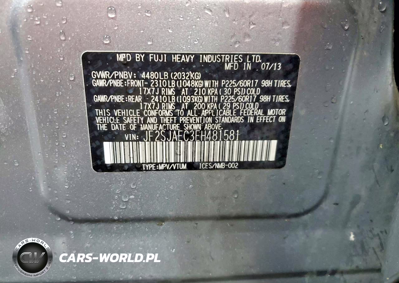 2014 SUBARU FORESTER 2 VIN:JF2SJAEC3EH481581 - 13