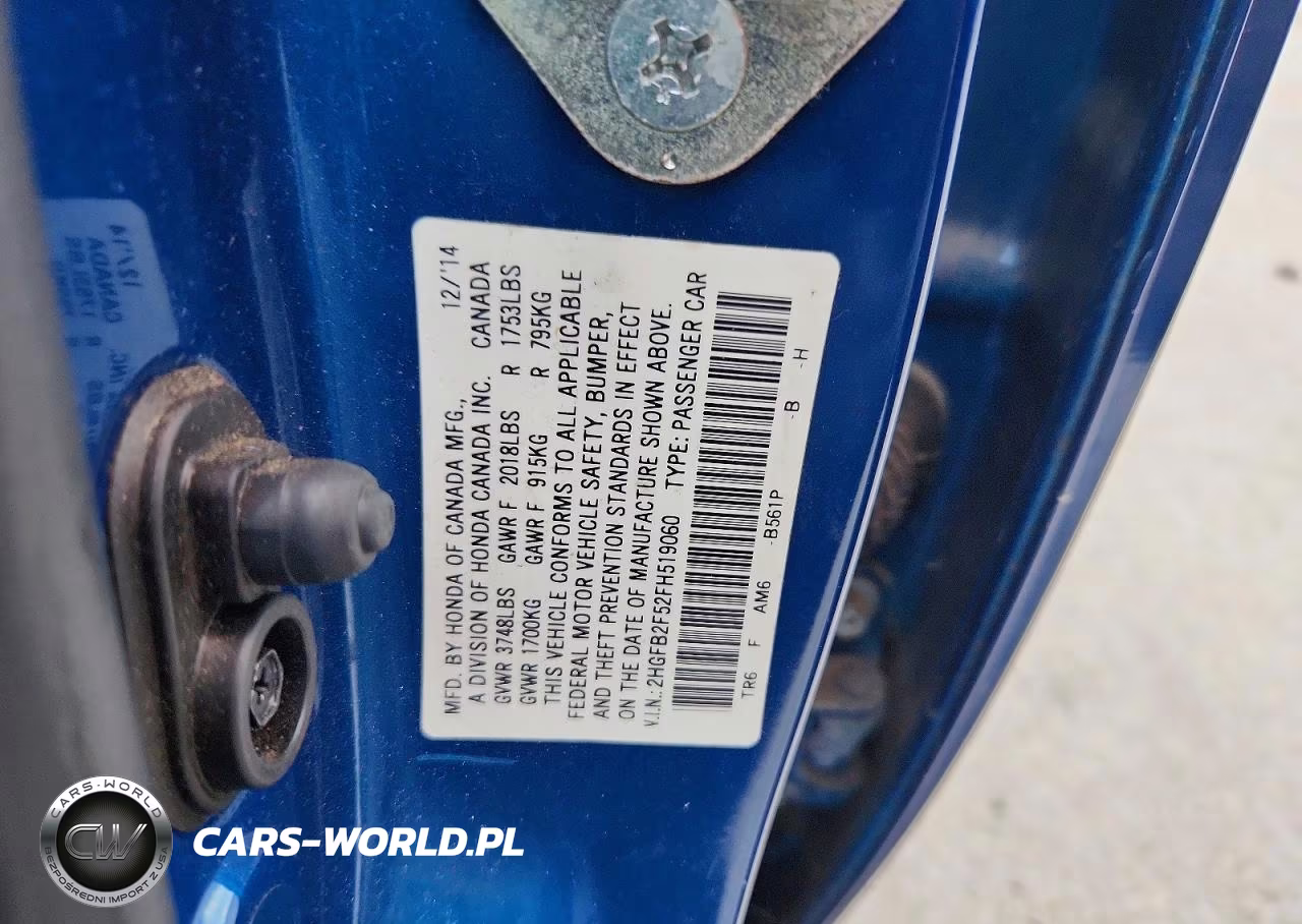2015 Honda Civic Lx VIN:2HGFB2F52FH519060 - 12