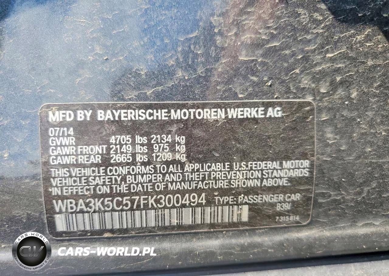 2015 BMW 328 D xDrive VIN:WBA3K5C57FK300494 - 13