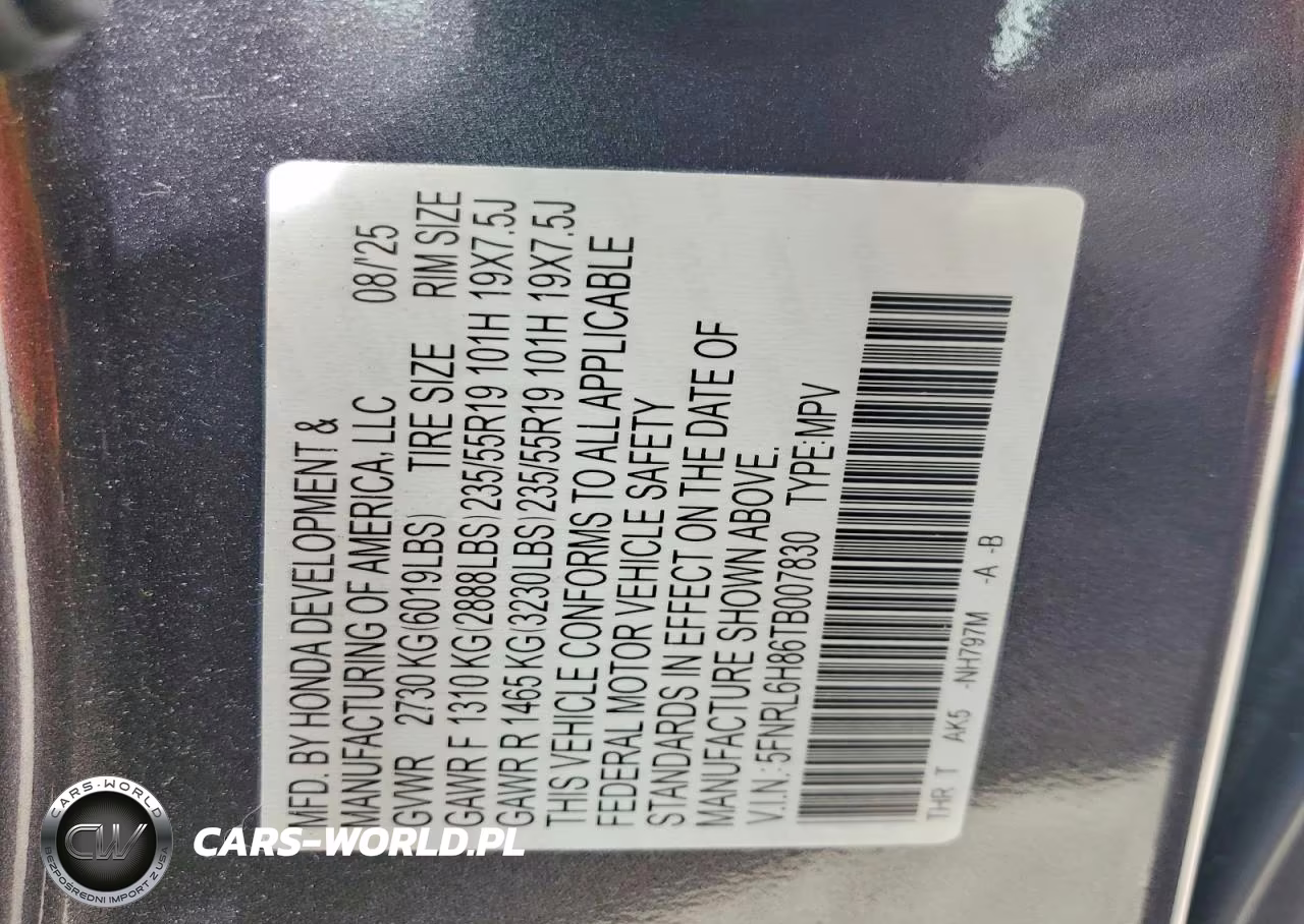 2026 Honda Odyssey Touring VIN:5FNRL6H86TB007830 - 13
