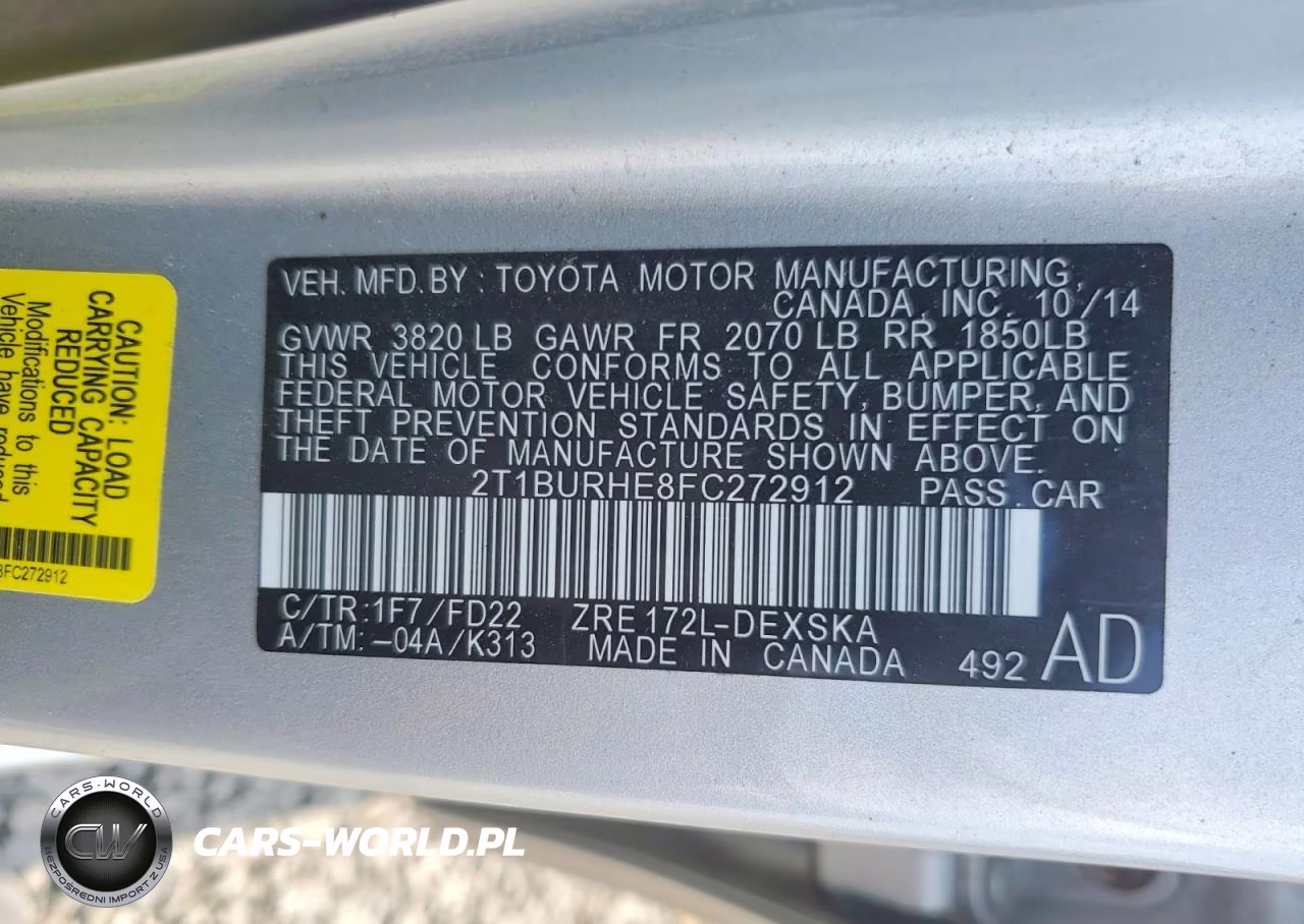 2015 Toyota Corolla S Plus VIN:2T1BURHE8FC272912 - 12