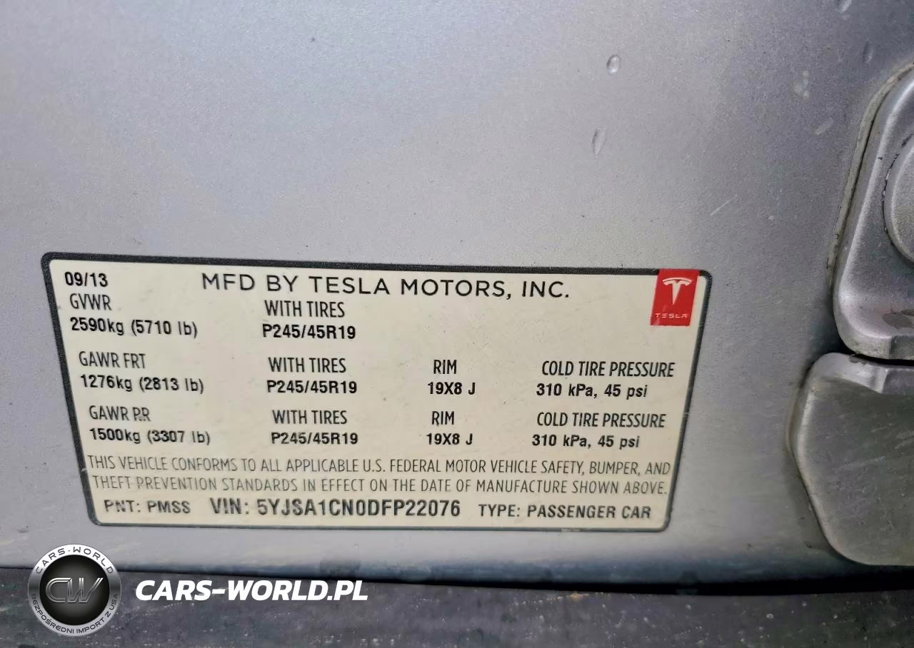 2013 Tesla Model S VIN:5YJSA1CN0DFP22076 - 12