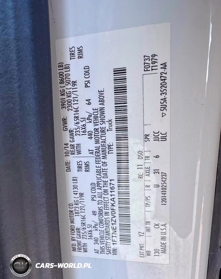 2015 FORD TRANSIT T- VIN:1FTNE1ZV0FKA11671 - 10