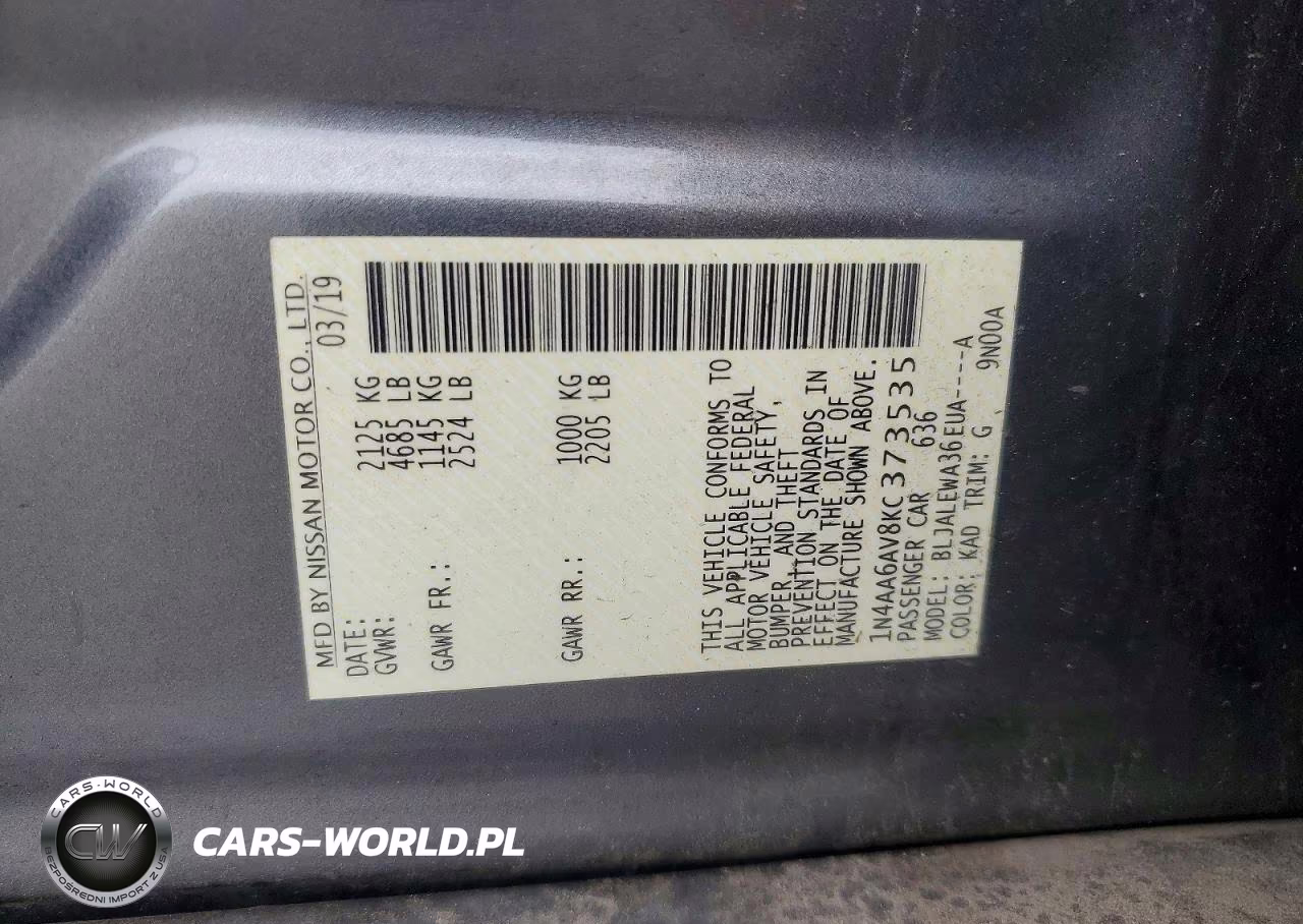 2019 Nissan Maxima 3.5 Sl VIN:1N4AA6AV8KC373535 - 12