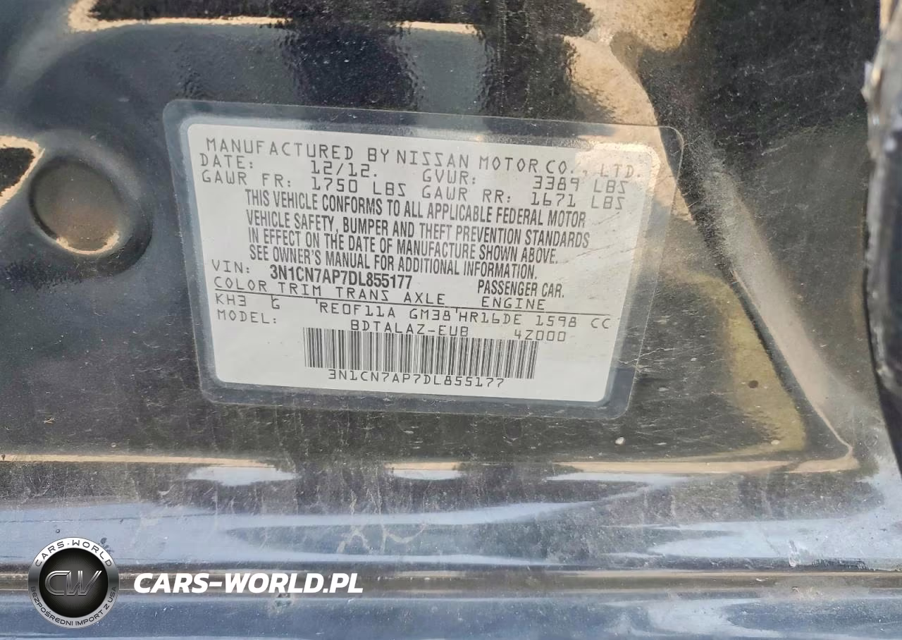2013 Nissan Versa 1.6 S VIN:3N1CN7AP7DL855177 - 13