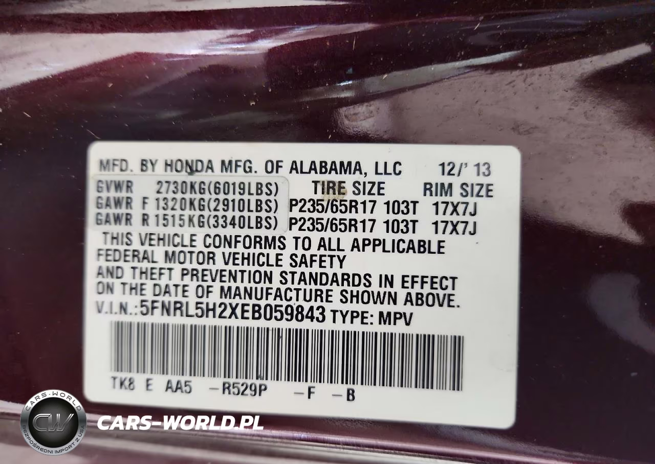 2014 Honda Odyssey Lx VIN:5FNRL5H2XEB059843 - 13