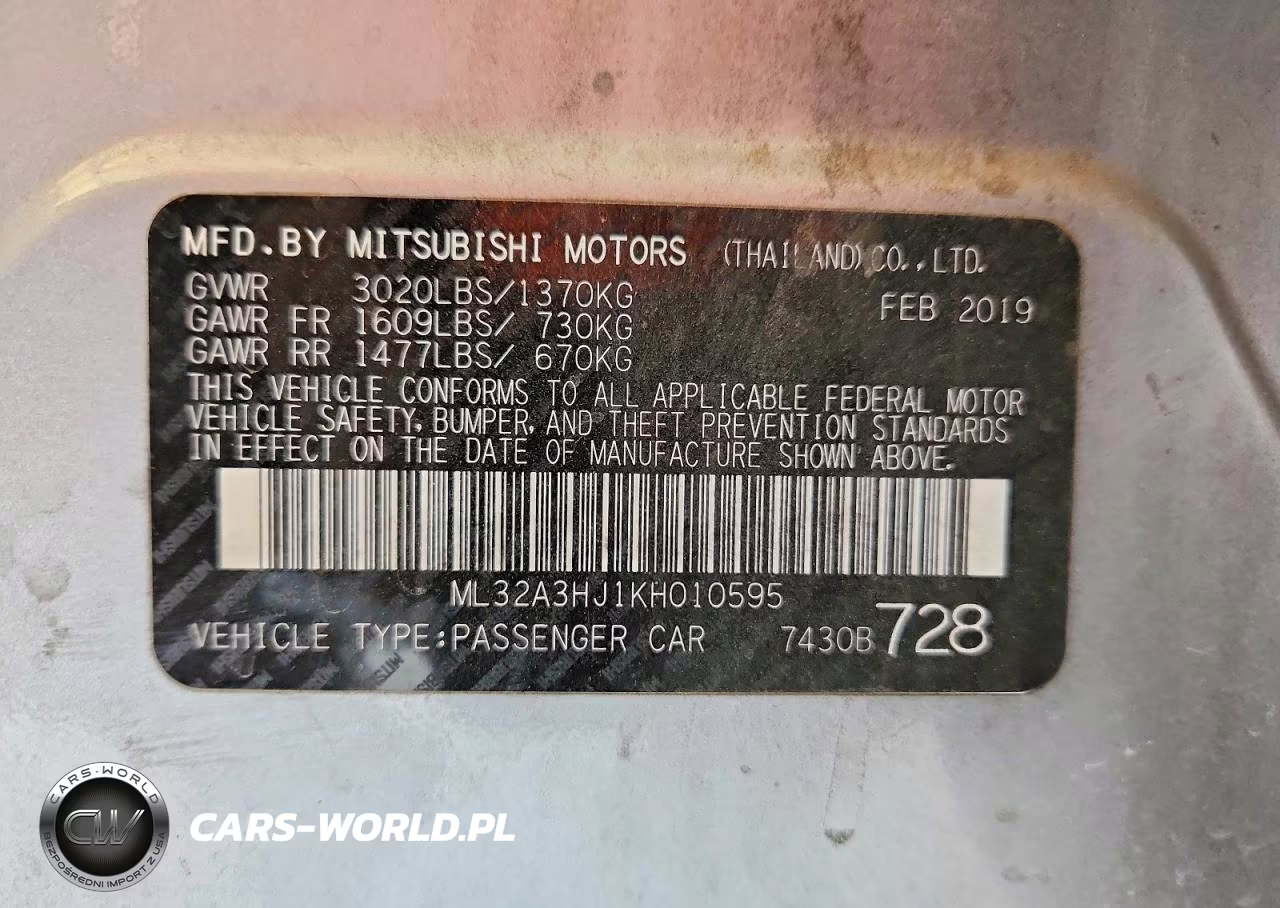 2019 Mitsubishi Mirage Es VIN:ML32A3HJ1KH010595 - 12