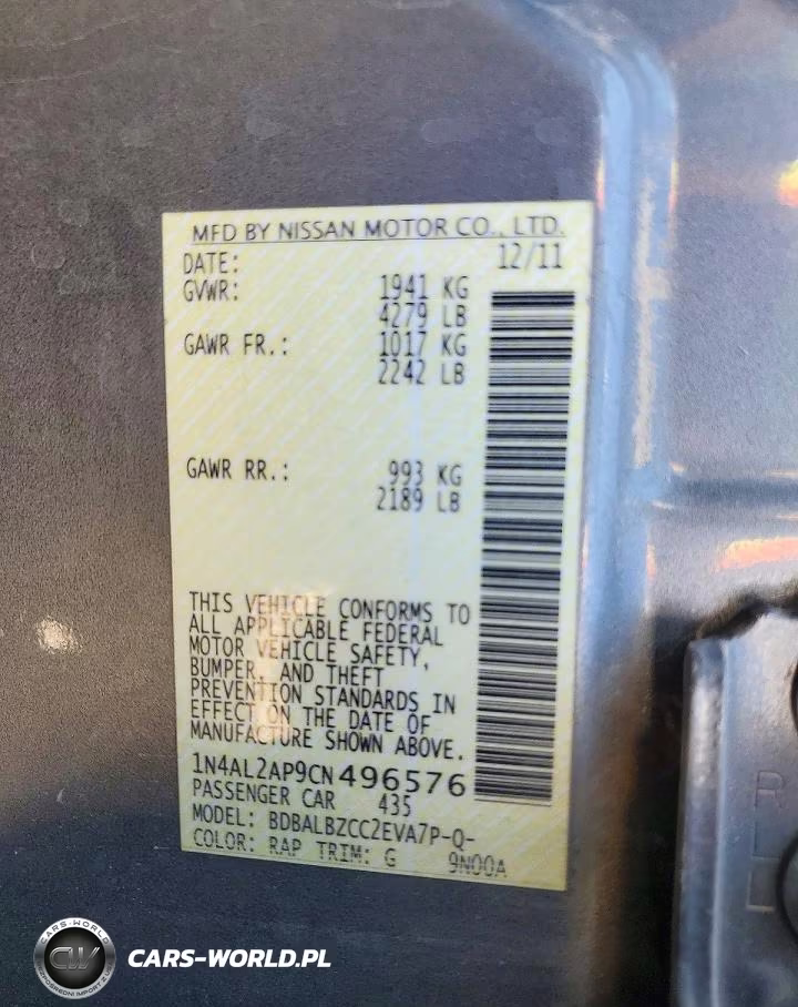 2012 Nissan Altima 2.5 VIN:1N4AL2AP9CN496576 - 14