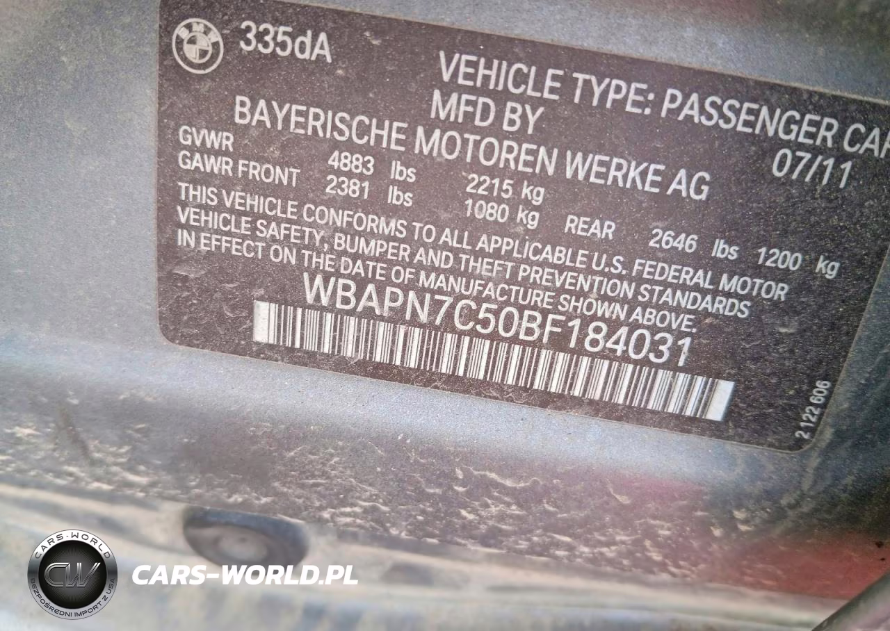 2011 BMW 335 D VIN:WBAPN7C50BF184031 - 12