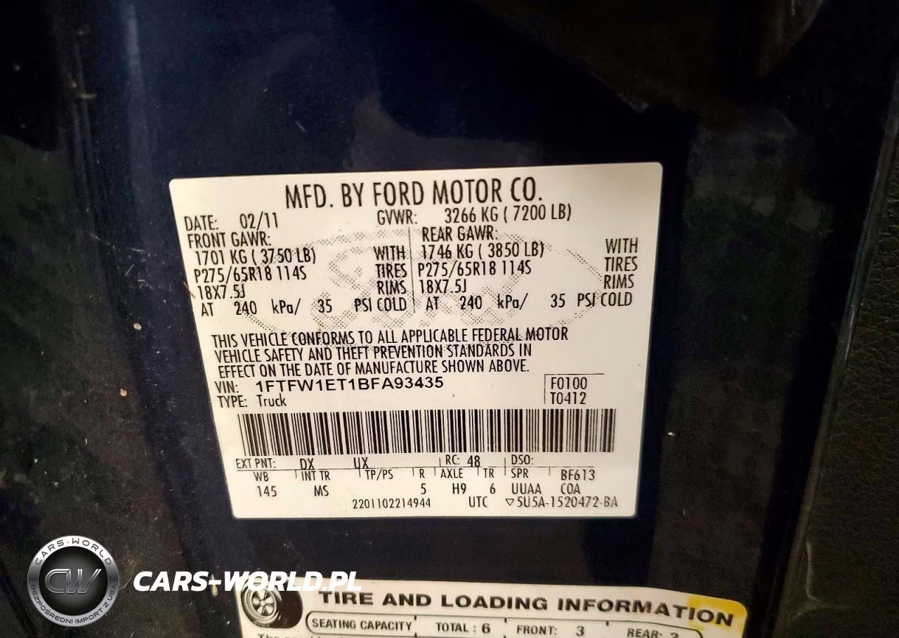 2011 Ford F150 Supercrew VIN:1FTFW1ET1BFA93435 - 12