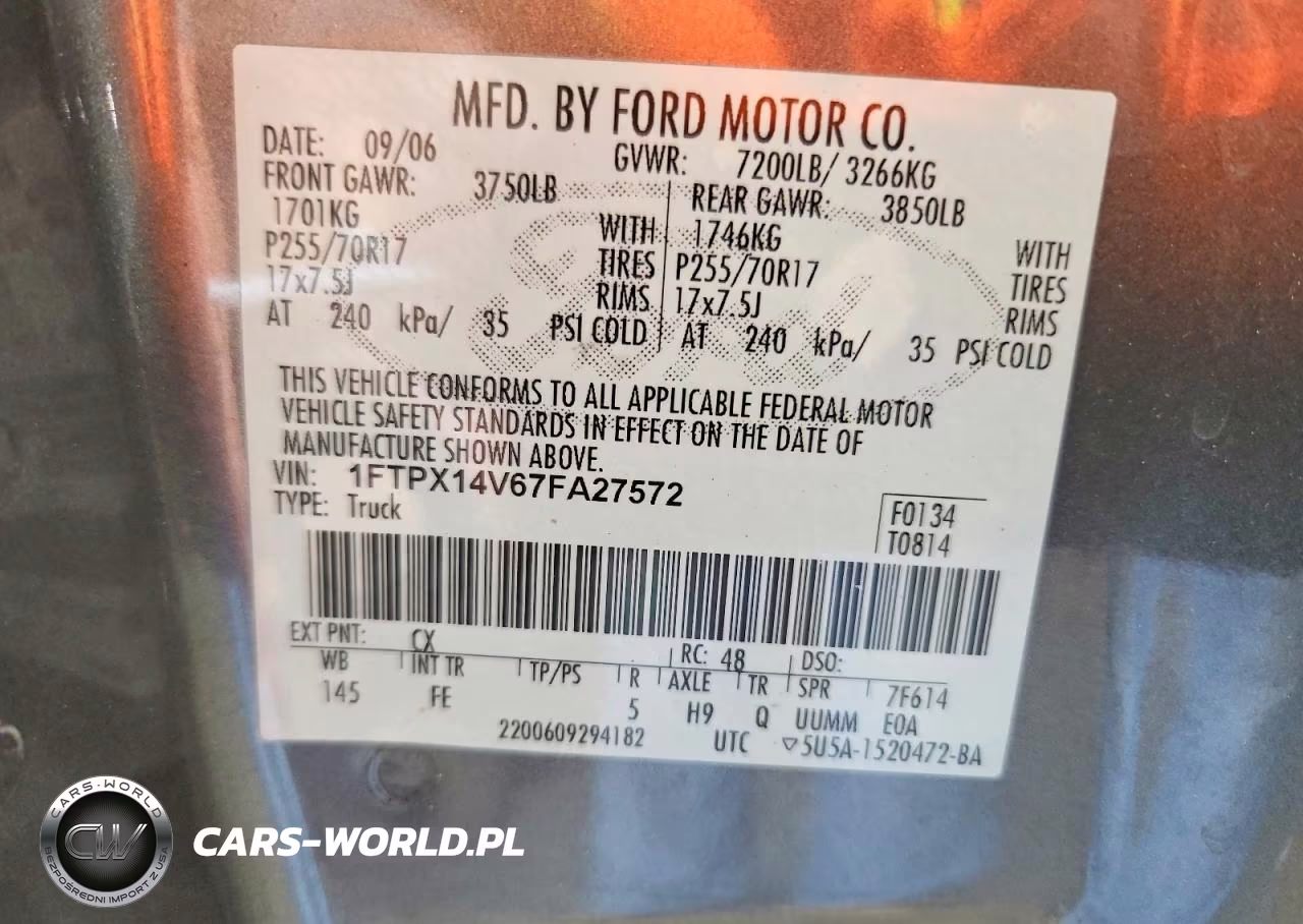 2007 Ford F150 VIN:1FTPX14V67FA27572 - 12