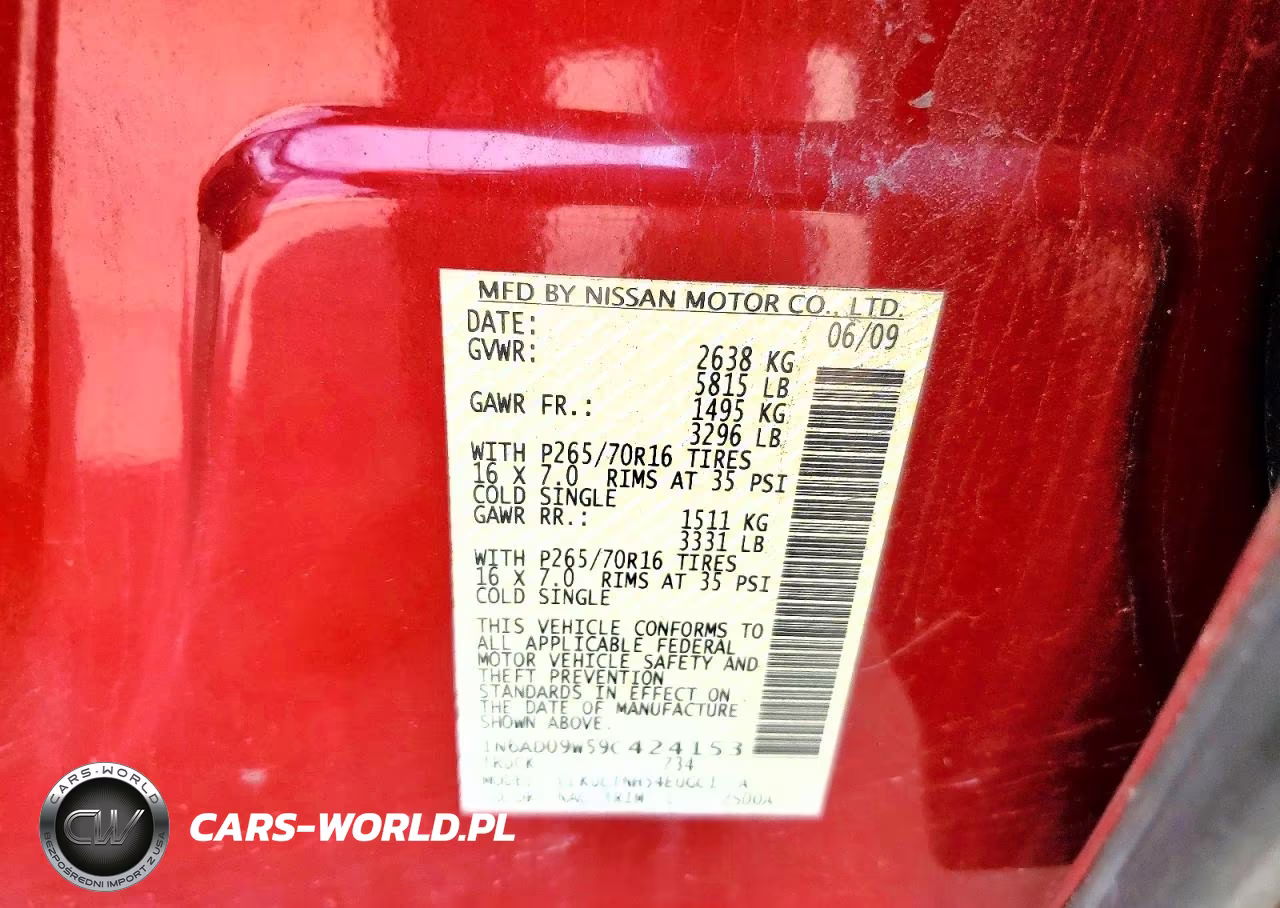 2009 Nissan Frontier Se V6 VIN:1N6AD09W59C424153 - 12