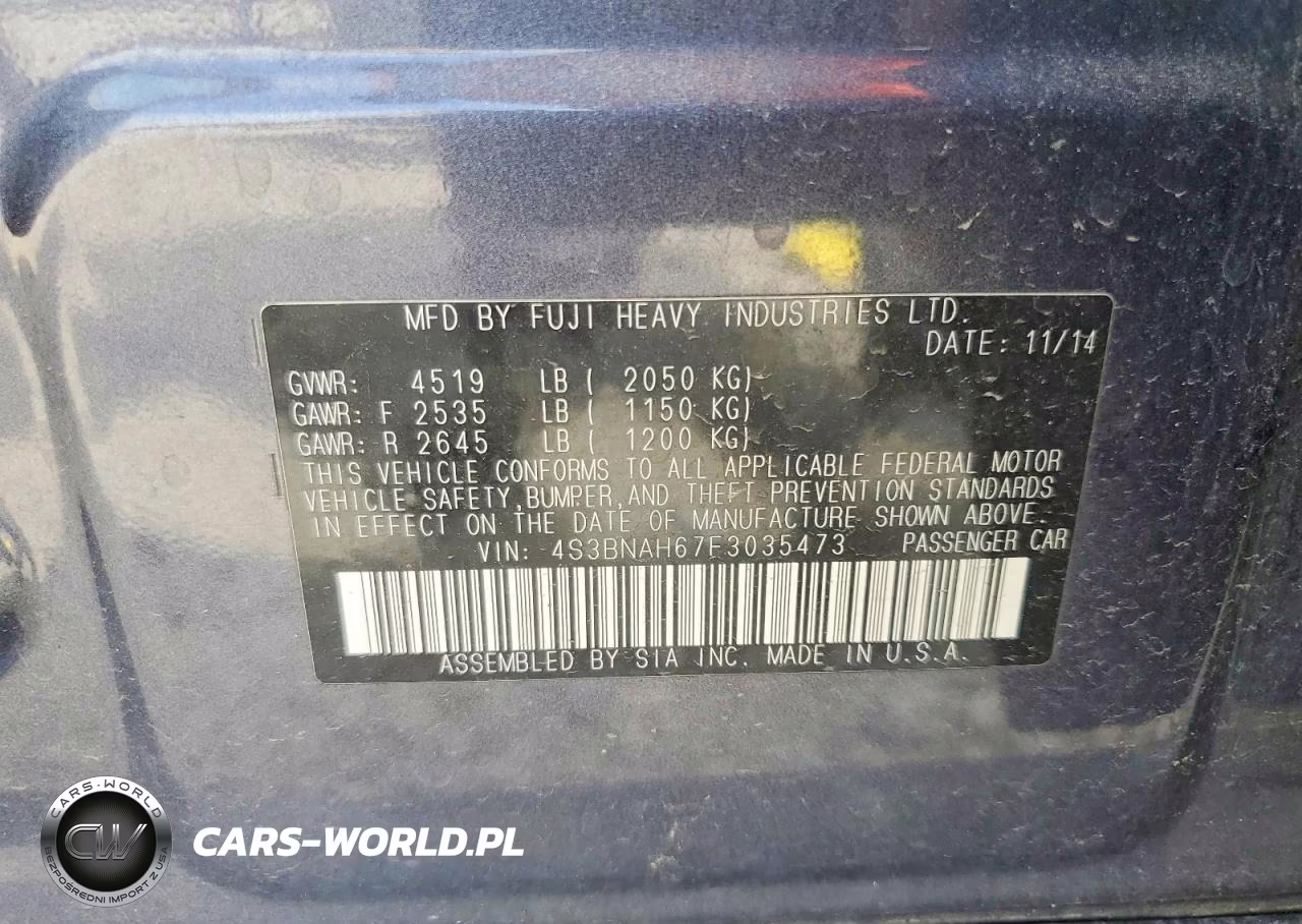 2015 Subaru Legacy 2.5I Premium VIN:4S3BNAH67F3035473 - 12