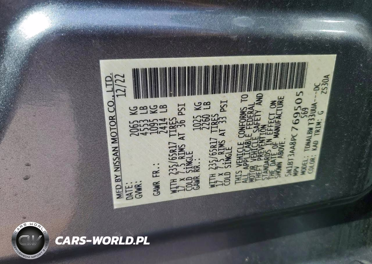 2023 Nissan Rogue S VIN:5N1BT3AA8PC769505 - 12