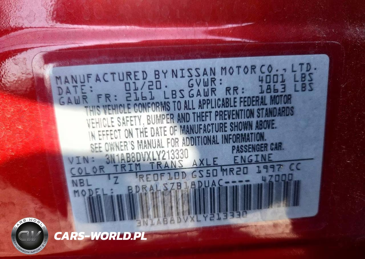 2020 Nissan Sentra Sr VIN:3N1AB8DVXLY213330 - 12