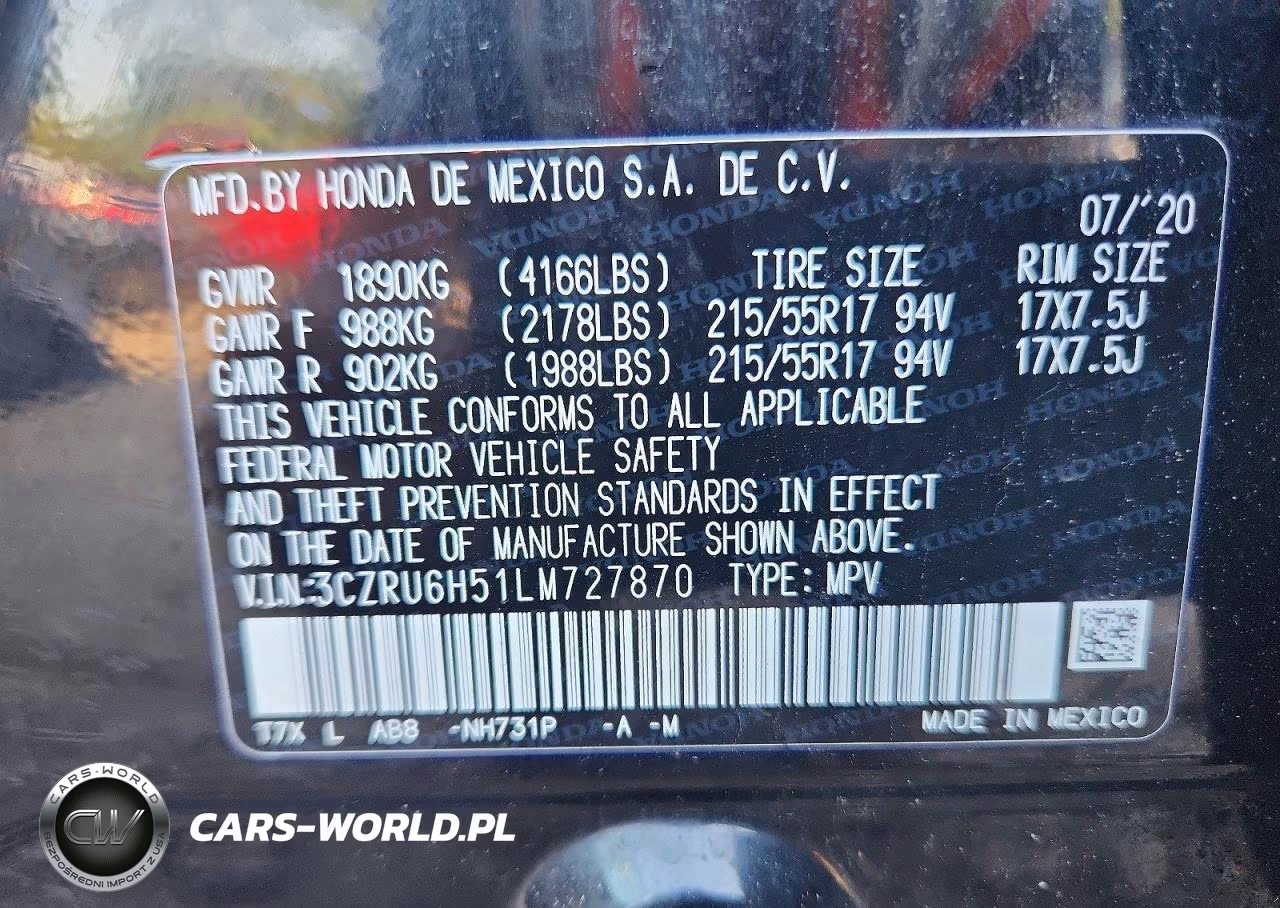 2020 Honda Hr-V Ex VIN:3CZRU6H51LM727870 - 13