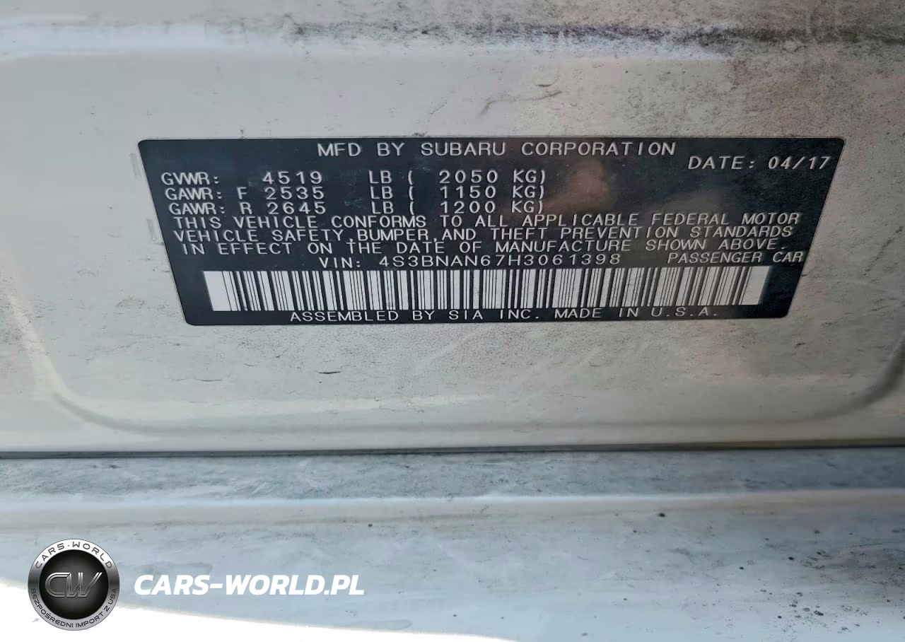 2017 Subaru Legacy 2.5I Limited VIN:4S3BNAN67H3061398 - 12